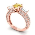 thumbnail image 2 of 2.33 ct Round Cut Yellow Moissanite 3 Stone 18K Rose Gold Womens Engagement Ring, 2 of 5