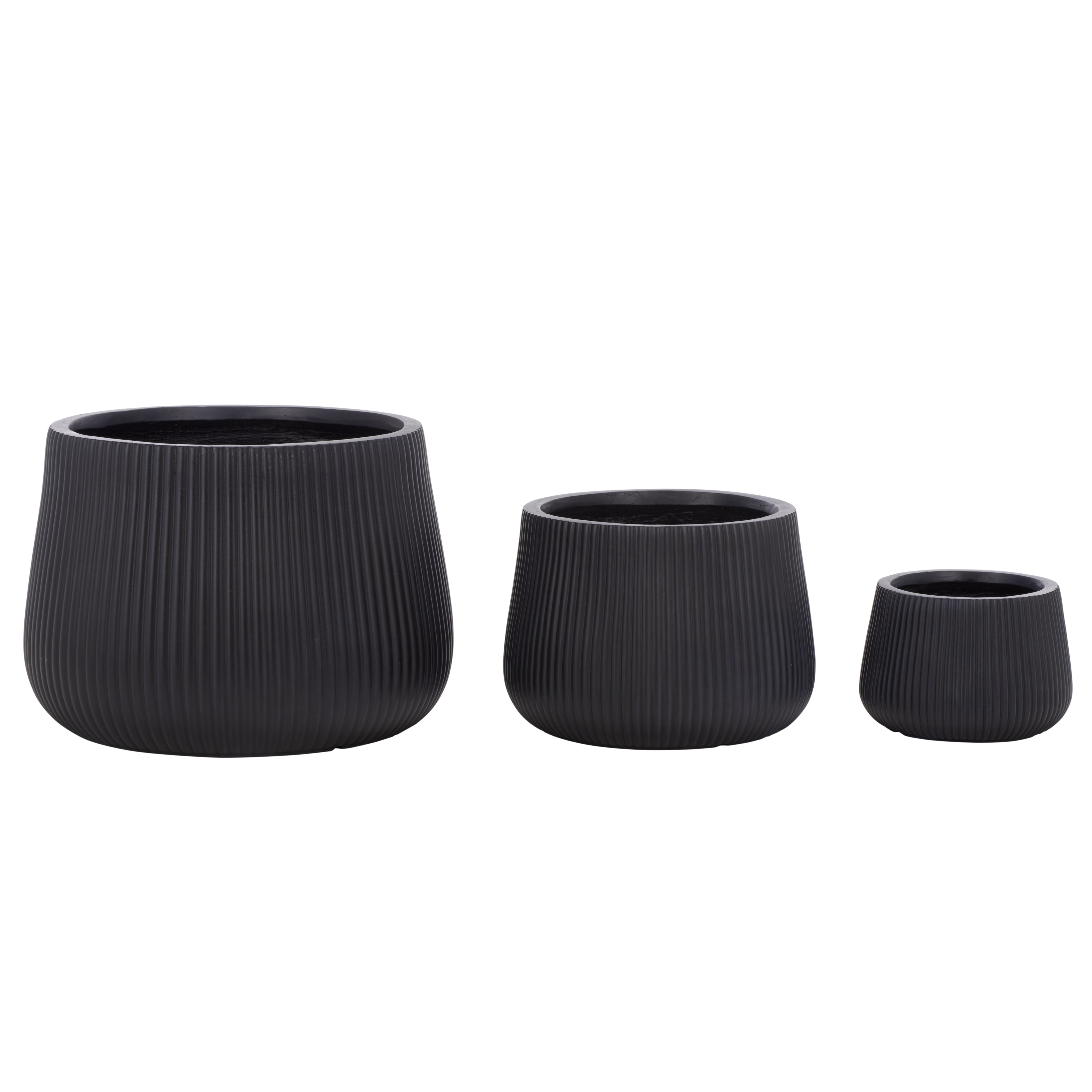 Safavieh Sara Round Black Fiber Clay Plant Pots - Set of 3