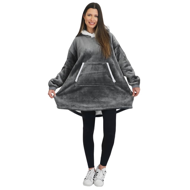 Sudadera Cobija AGBOX Gris con Capucha y Borrega | para Máximo Confort | Ideal para Descanso y Días Fríos