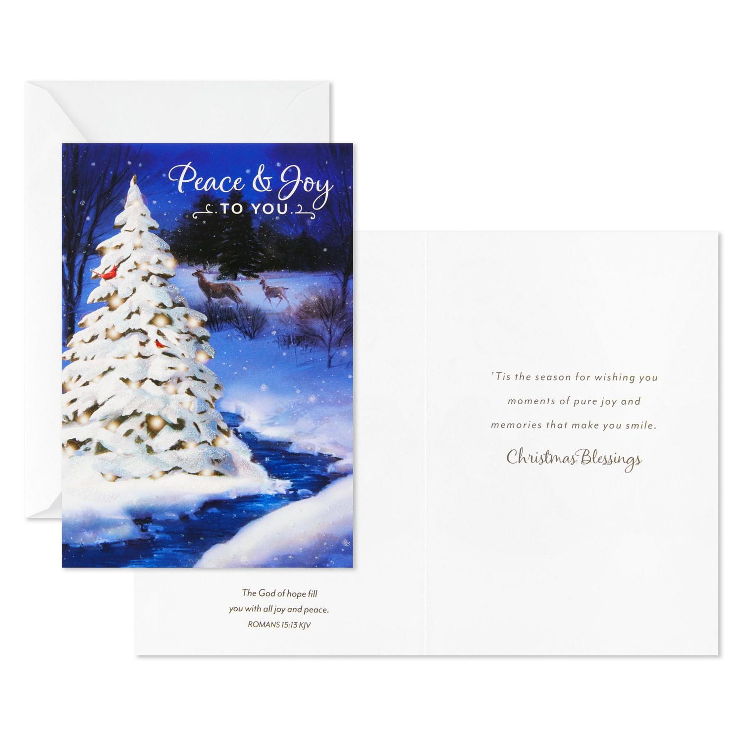 DaySpring Religious Boxed Christmas Cards (Peace & Joy Snowy Forest Scene), 18 ct.