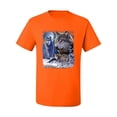 thumbnail image 2 of Wolves and the Moon in the Winter Night | Mens Animal Lover Graphic T-Shirt, Orange, Large, 2 of 3
