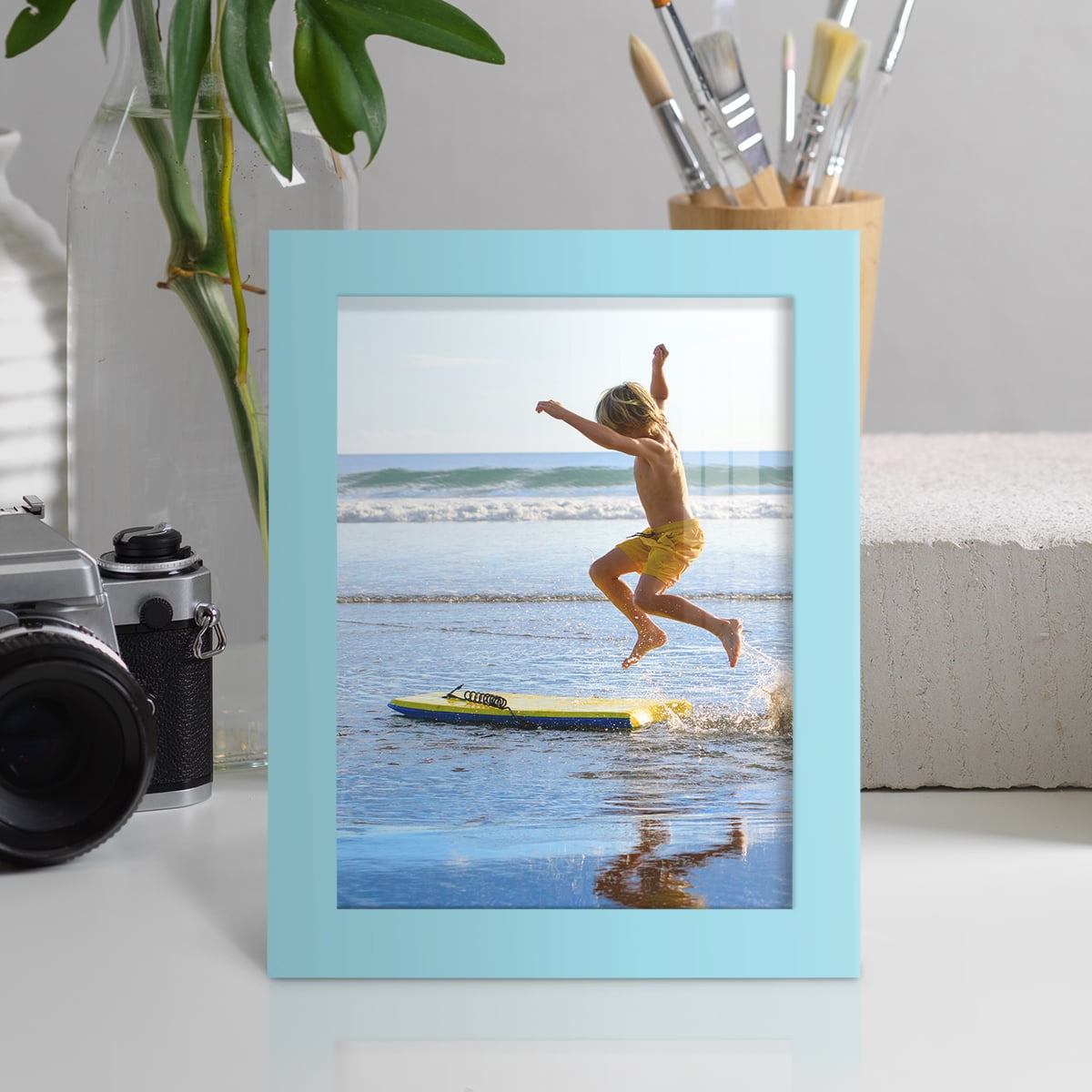 Modern Real Wood 6x8 inch Picture Frame in Blue