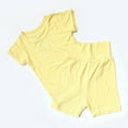 thumbnail image 5 of QTOCIO Toddler Girls Outfits, Kids Girl Clothes, Kids Boys and Girls Round Neck Short Sleeved Solid Color T-Shirt Low Waisted Shorts Set, Yellow A, 3 Years, 5 of 5