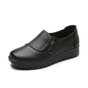 Tao Tao Womens Lightweight Nursing Shoes,Casual Comfort Softsole Side Zipper Orthotic Slip On Waterproof Work Wedge Shoes Black 36
