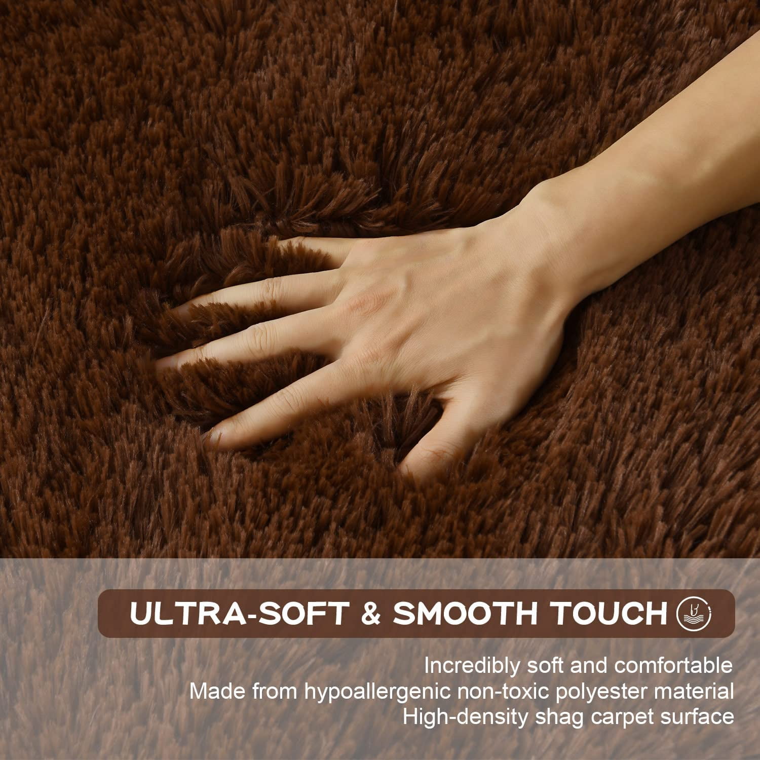 Lochas Soft Oval Rugs Fluffy Plush Modern Area Rug Shaggy Furry Carpet for Living Room Home Decor Play Mat,2.6'x5.3',Coffee