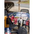 thumbnail image 4 of Outdoor Tablecloth with Umbrella Hole and Zipper, Navy Blue Snowman Square Table Cloth 54x54 Inch Waterproof Tablecloth, Christmas Poinsettia Winter Snowflake Picnic Table Cover for Patio Camping, 4 of 7