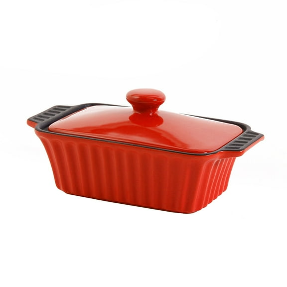 Crock-Pot Denhoff 8.5" Ribbed Casserole with Lid, Red