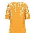 thumbnail image 5 of Blouses pour Femmes, Pull Décontracté Imprimé en Coton Lin Boutons Col Rond Manches Courtes, 5 of 5