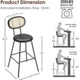 thumbnail image 2 of Jaxsen Faux Leather Indoor Kitchen Dining Chairs Set of 2 with Rattan Backrest Modern Industrial Upholstered Chairs mid Century Metal Dining Chair Suitable for Dining Room Wine Bar Whiskey Brown,18", 2 of 8