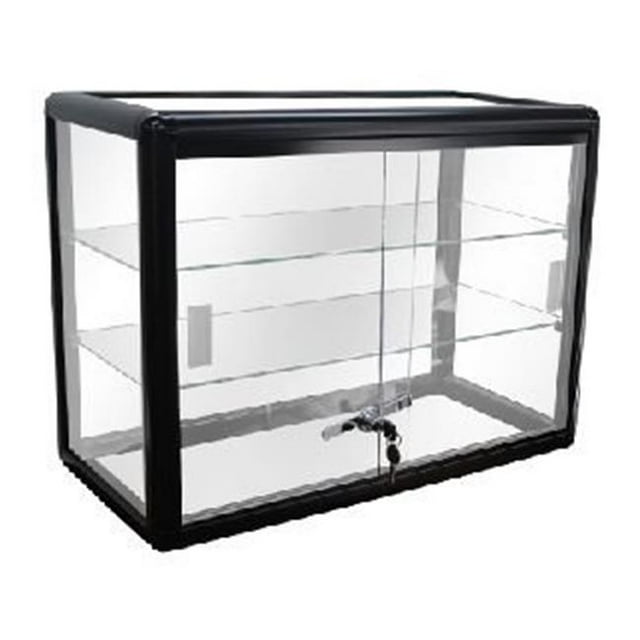 24 x 18 in. Glass Countertop Showcase Tower Display Case, Black