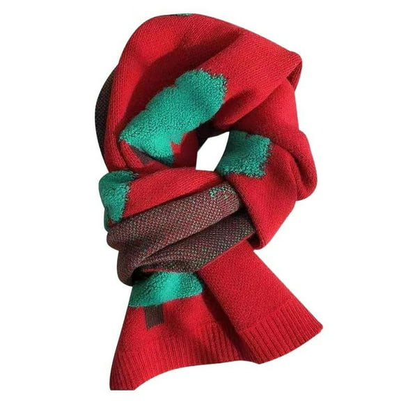 Zhuge Unisex Christmas Tree Scarf Fall Winter Warm Knit Long Scarf，A
