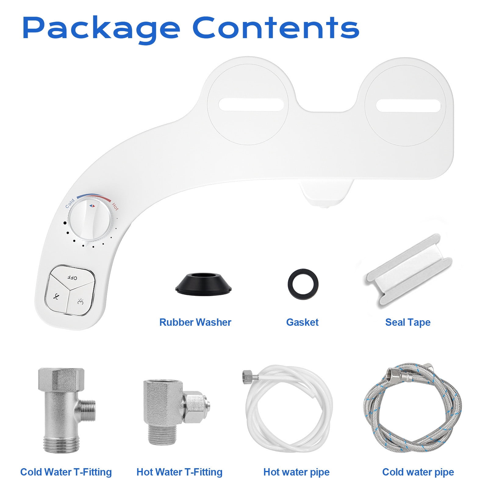 ROSYNEY Bidet Attachments, Ultra-Slim Hygienic Bidet for Existing Toilets,Adjustable Water Pressure, Ease of Installation,White
