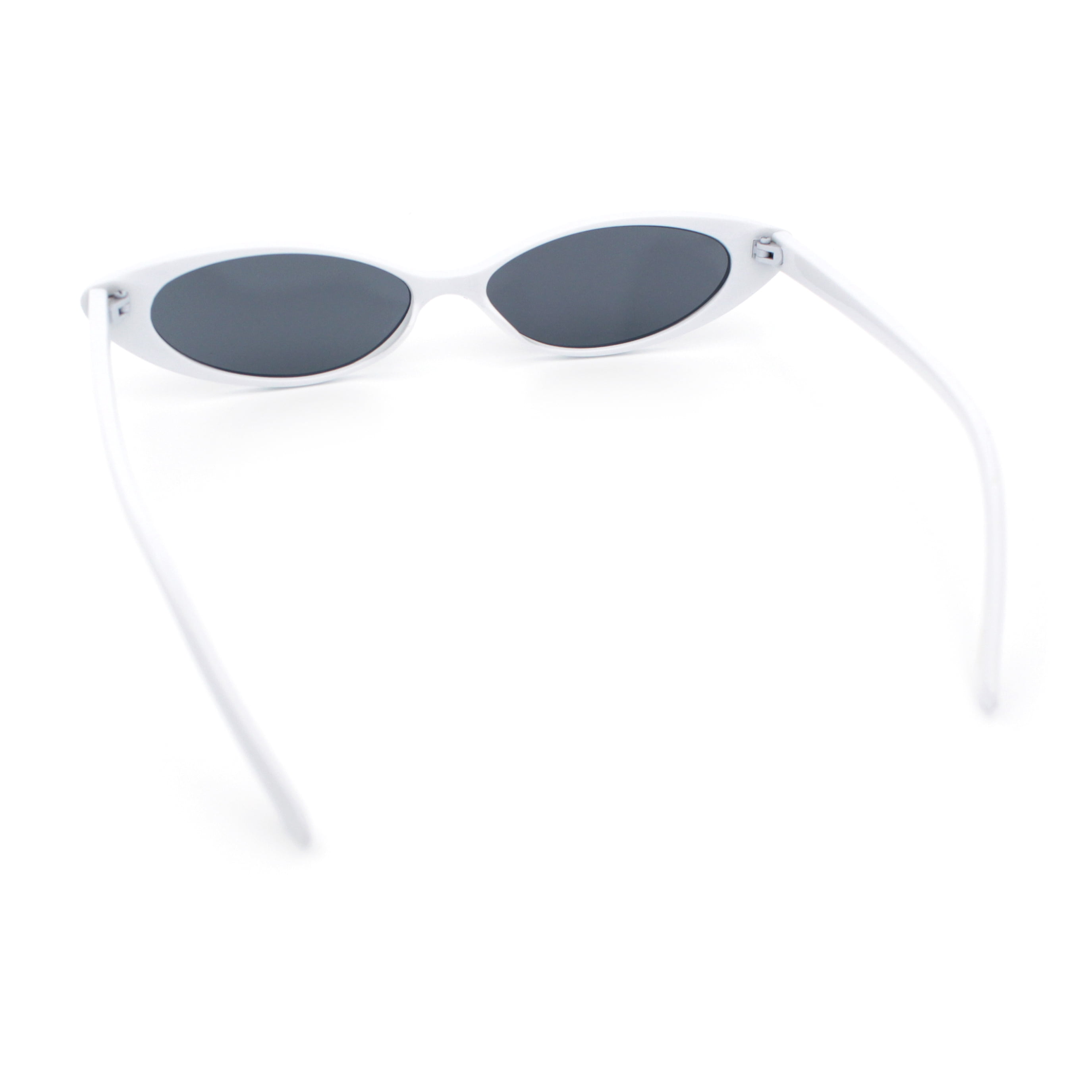 SA106 Women's Narrow Thin Cat Eye Retro Fashion Sunglasses, White, Black