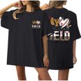thumbnail image 2 of Fiudx Ofertas y Liquidaciones Camiseta de Manga Corta con Cuello Redondo y Estampado Informal con Estampado Frontal y Trasero de Béisbol para Mujer, 2 of 5