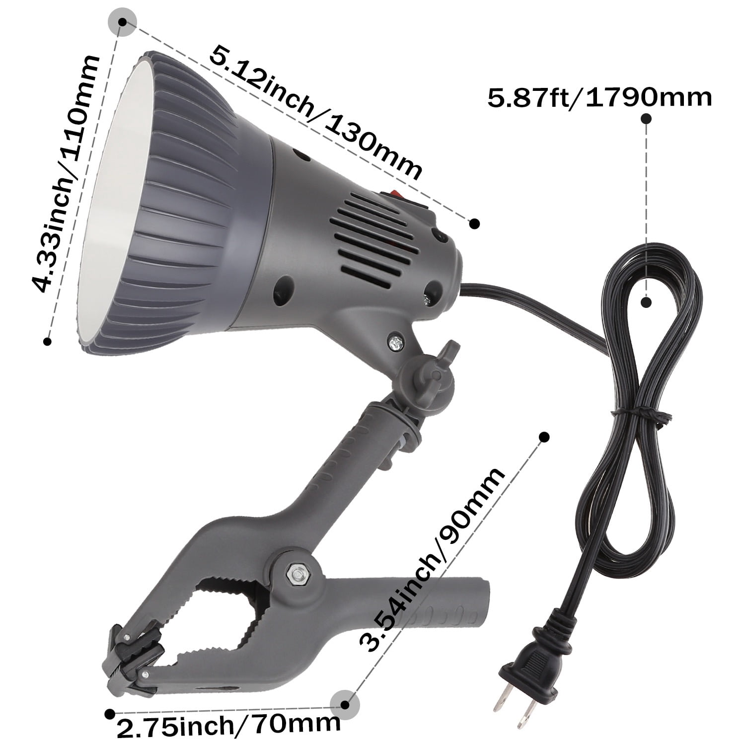 12W LED Clamp Work Lamp, Integrated 360° Rotatable Head, Ultra Bright Work Bench Light, Desk Lamp with Clip, 4000K Cool White