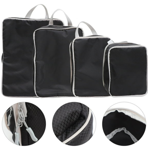 CIMAXIC 4Pcs Compression Packing Cubes in Black for Suitcase Organization on Vacations