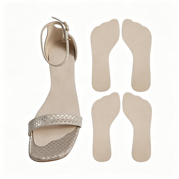 TELOLY 2 Pairs Pigskin Non-Slip High Heel Inserts,Ultra-Thin Adhesive Barefoot Sandal Inserts,Lengthened 3/4 Weight Shifting Insoles for Dress Shoes,Flats and Boots