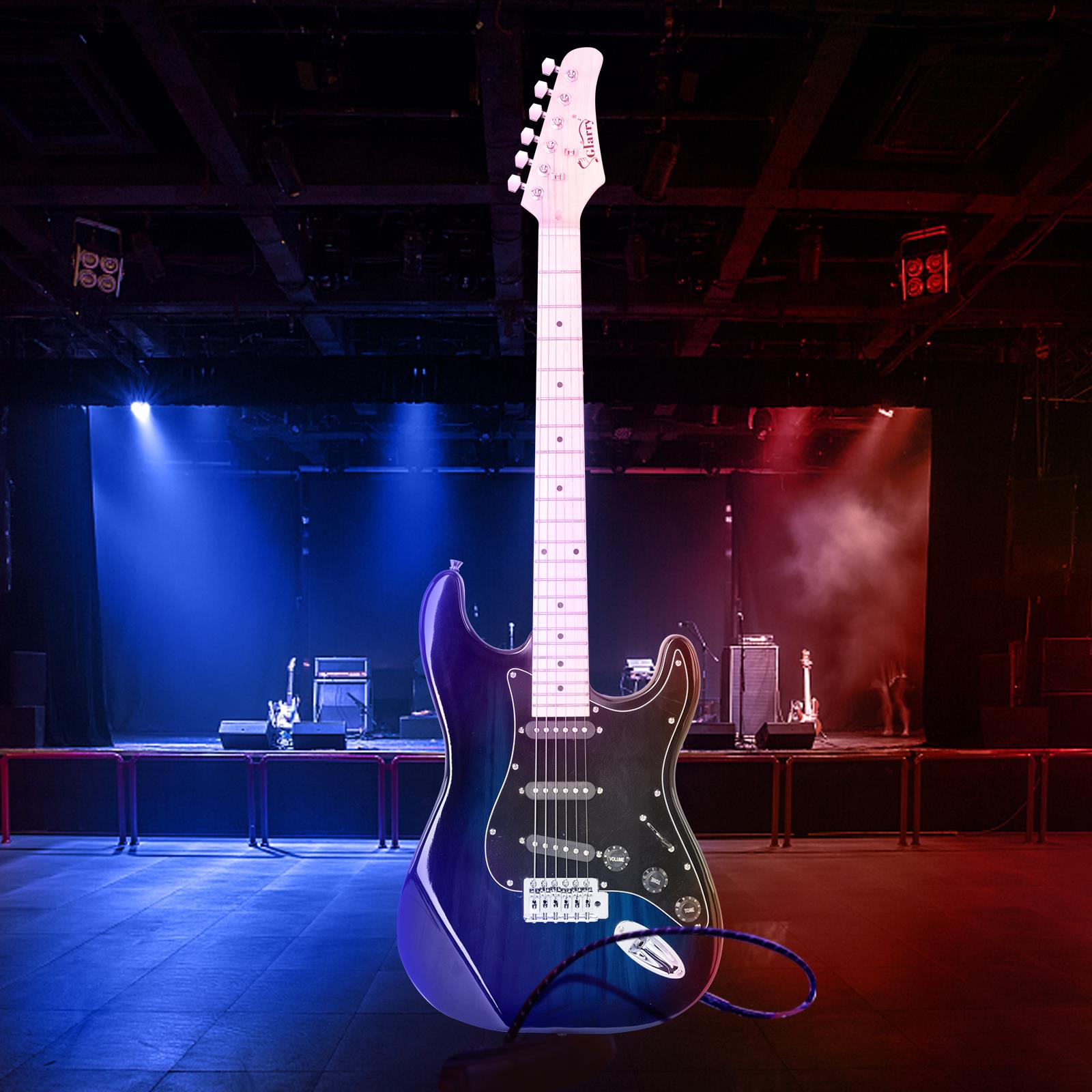 Glarry 22 Frets Basswood Beginner Electric Guitar with Guitar Bag, Blue