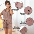 thumbnail image 5 of LANBAOSI Womens Silk Satin Pajamas Set Short Sleeve 2-piece Sleepwear Button Down Pjs Sets, Pink S, 5 of 7
