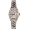 Pre-Owned Ladies Stainless Steel Datejust Silver Stick, 18kt White Gold Fluted Bezel, Stainless Steel Jubilee Band, 26mm