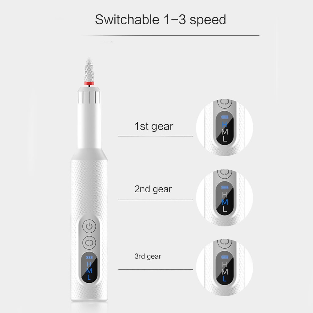 Professional Electric Nail Drill Cordless Rechargeable Tool for Manicure Pedicure with LED Display Rotation Nails Tool