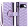 thumbnail image 2 of Dteck Zipper Wallet Crossbody Strap Case for Google Pixel 7 Pro,Magnetic Leather Card Slots Cash Pocket Case Shockproof Kickstand Cover with Shoulder & Wrist Strap,Purple, 2 of 7