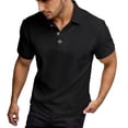 thumbnail image 5 of Polo Tees for Men Short Sleeve Quarter Button Up Tee Shirt Basic Black Mens Golf Shirt, 5 of 5