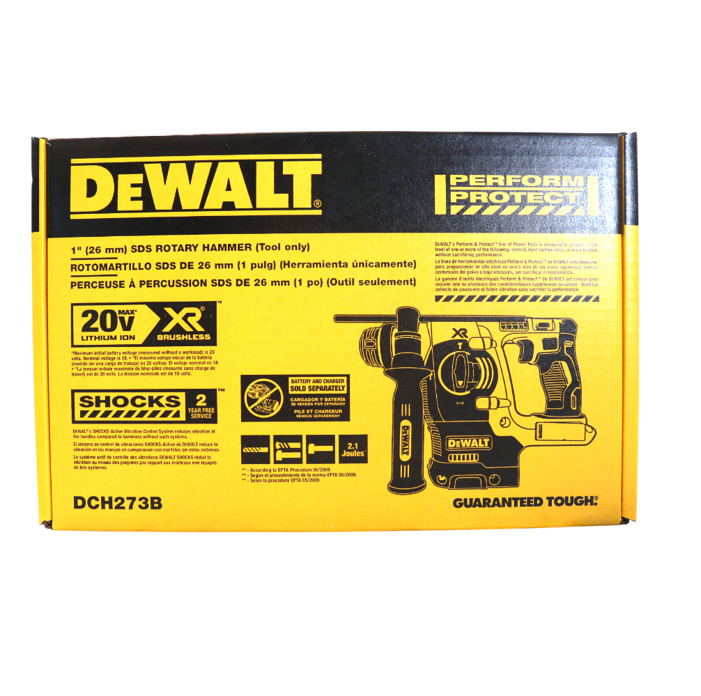 DEWALT 20V MAX XR Brushless 1” SDS Plus Rotary Hammer– Cordless Rotary Hammer Kit, 3-Mode, SHOCKS Active Vibration Control, With 20V MAX XR 5.0Ah Lithium-Ion Battery and Charger