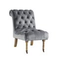 thumbnail image 2 of Posh Living Cole Button Tufted Velvet Rolled Back Accent Chair in Gray, 2 of 9