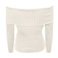 thumbnail image 6 of Women's Pullover Sweater Fall Off Shoulder Long Sleeve Ribbed Knit Fitted Tops Blouse for Casual Wear, 6 of 7