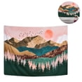 thumbnail image 2 of Tapiz puesta de sol pájaros barco lago tapiz acuarela naturaleza paisaje tapices colgante de pared para habitación impreso ukiyo-e tapiz Adepaton 2034801-4, 2 of 9
