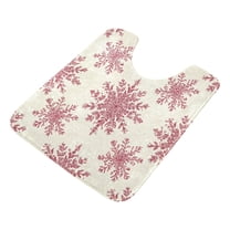 U-Shaped Toilet Mat Plush Bathroom Rug Mat Non Slip Bathroom Mats Elegant Red Snowflakes Pattern