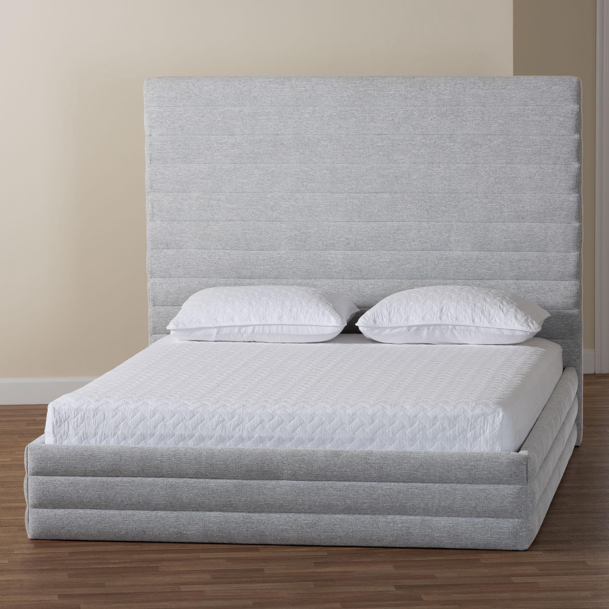 Baxton Studio Cadmus Modern Platform Bed, Queen, Light Grey