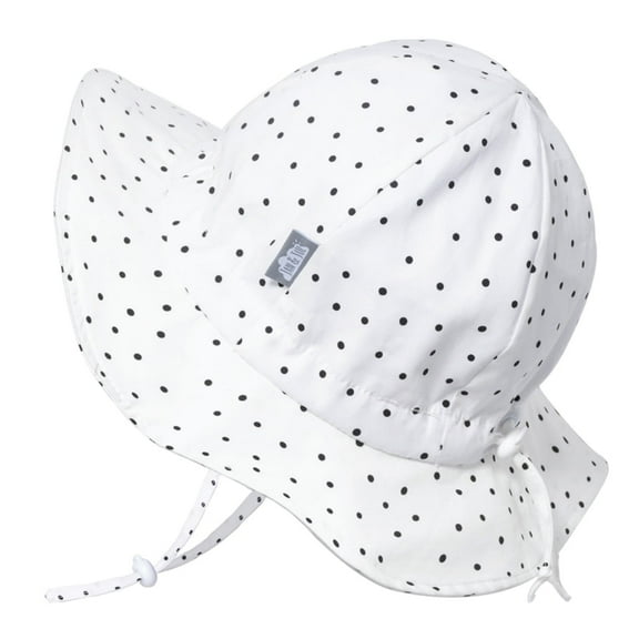 JAN & JUL Baby Girl Sun-Hat Adjustable Size with Strap, 50 UPF Cotton (S: 0-6 months, Dots)
