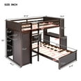 thumbnail image 3 of Twin Loft Bed with Twin Size Stand-alone Bed, Wood Bunk Bed with Desk & Shelves & Wardrobe for Kids, Teens, Adult, Espresso, 3 of 7
