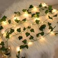 thumbnail image 3 of Guirnalda de hojas verdes de 10m/5m/2m, guirnalda de luces LED, planta falsa, hojas verdes, hiedra, enredaderas colgantes para boda, decoración de pared del hogar, Navidad, 3 of 5