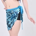 thumbnail image 6 of Xfvqtps Woman Sequin Dance Skirt Triangular Belt Belly Dancing Waist Towel Waist Chain Hip Towel Performance Skirt Sky Blue, 6 of 7