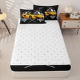 thumbnail image 4 of Erosebridal Yellow Sports Car Zipper Twin Comforter Sets with Fitted Sheet and 2 Pillowcases,Race Checkered Flag Cross Zipper Bedding Set For Boys,Reversible,4 Pieces, 4 of 7