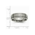 thumbnail image 6 of Titanium Polished Criss-cross Design Brushed Center Ridged Edge Band Size: 8; for Adults and Teens; for Women and Men, 6 of 6