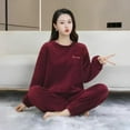 thumbnail image 5 of Women Pajama Sets Red Cute Pajama Sets for Women Women's Winter and Autumn Thickened Fleece and Coral Fleece Warm Up Set Two Piece Set for Students Suitable for Home Wear and Can Be Worn Outside., 5 of 6