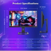 P2710S Gaming Monitor - 240Hz QHD 2K Resolution, Fast IPS Panel, Rotating Stand, 10 Scenario Modes, Low Blue Light Technology-Titan Army