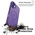 thumbnail image 3 of Magnetic for iPhone 16 Plus Case with Tempered Glass Screen Protector, Compatible with MagSafe Military Grade Drop Protection Shockproof Phone Case Rugged Cover for iPhone 16 Plus - Purple, 3 of 9