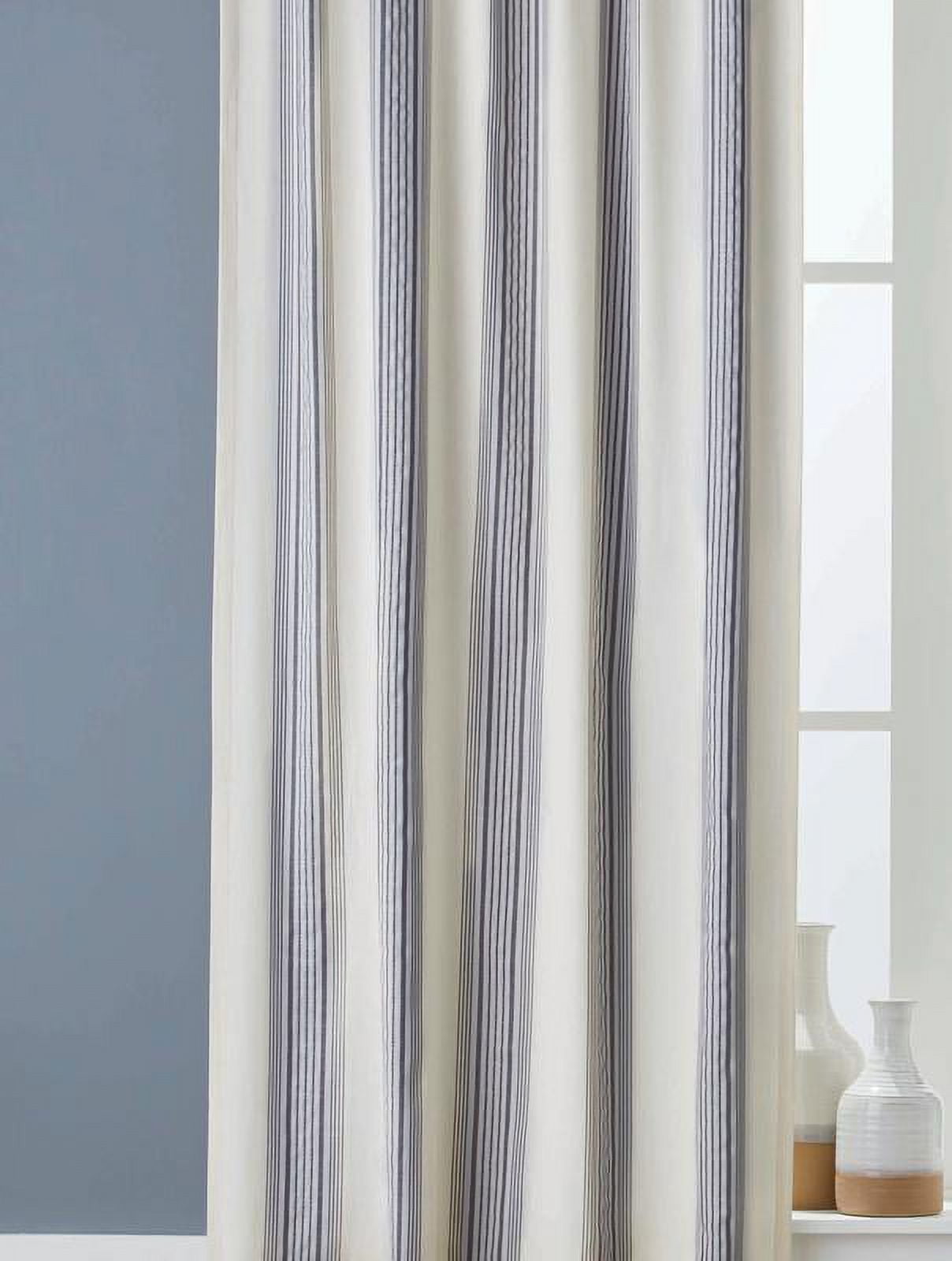 Indigo Farmhouse Stripe Light Filtering Curtain Panel, 50x95, 1 Pack
