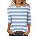thumbnail image 3 of Jsaierl Tops for Women 3/4 Sleeve Plus Size Crew Neck Shirts Cute Striped Ladies Blouses Flowy Loose Fit Tunic Top S-2XL, 3 of 5