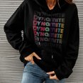 thumbnail image 3 of Sudaderas con capucha para mujer, estampado colorido en inglés, cordón, manga larga, bolsillo canguro, suéter clásico con capucha, Top negro M, 3 of 10