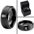 thumbnail image 4 of Tungsten Strong Bodybuilder Carrying Rock Band Ring 8mm Men Women Comfort Fit Black Step Bevel Edge Brushed Polished, 4 of 4