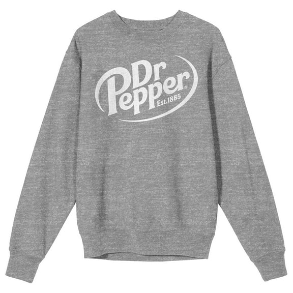 Dr Pepper Logo Adult Athletic Heather Crew Neck Long Sleeve Sweatshirt-Medium