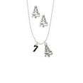 thumbnail image 2 of Delight Jewelry Silvertone Black Number - 7 Silver tone Zig Zag Christmas Tree Charm Necklace and Stud Earrings, 2 of 4