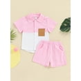 thumbnail image 3 of Musuos Kids Boys Casual Shorts Set, 1-6 Years Contrast Color Short Sleeve Shirt with Elastic Waist Shorts Toddler Set Summer Outfit, 3 of 10