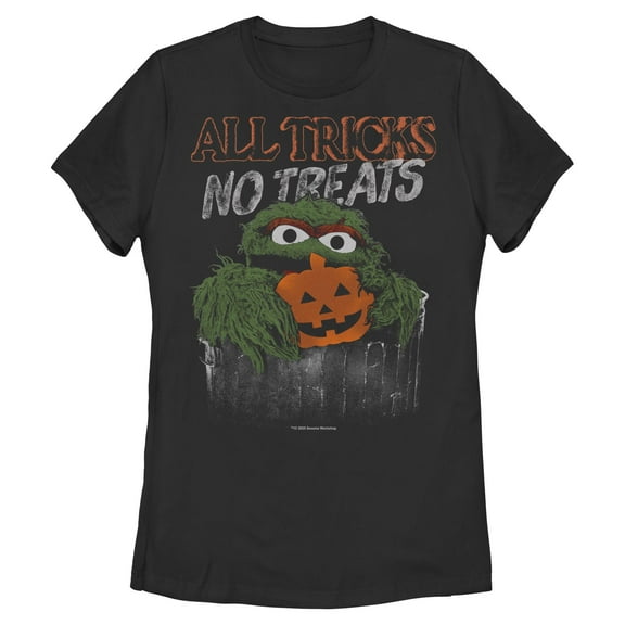 Womens Sesame Street All Tricks No Treats Oscar the Grouch T Shirt